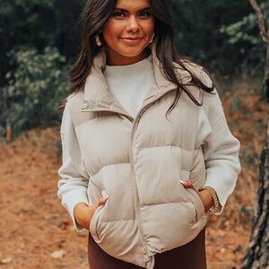 Zara Light Tan Puffer Vest